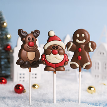 Set Weihnachtslutscher aus belgischer Schokolade