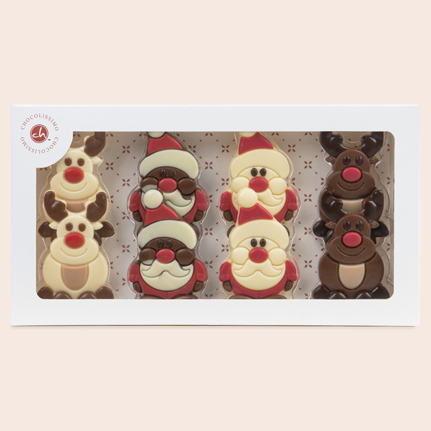 Santas & Reindeer - 8 Schoko-Täfelchen zu Weihnachten