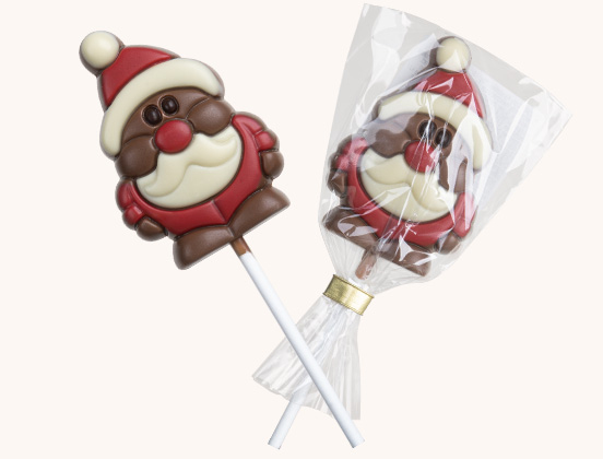 Einzigartige Eigenschaften des Schokoladenlutschers in Weihnachtsmannform