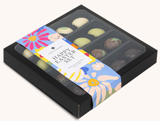 Einzigartige Merkmale des Sets mit 12 Schokoladen-Ei-Pralinen