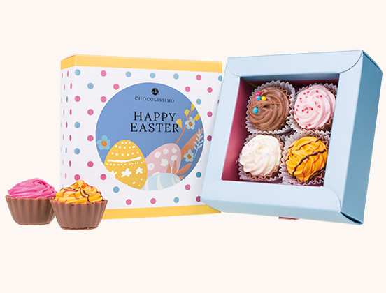 Einzigartige Merkmale der Schokoladenpralinen in Cupcake-Form zu Ostern