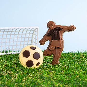 Fu&szlig;ball-Figuren aus belgischer Schokolade