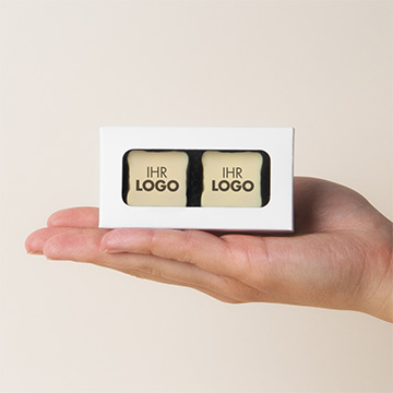 2 Pralinen mit beliebigem Aufdruck für Geschäftspartner