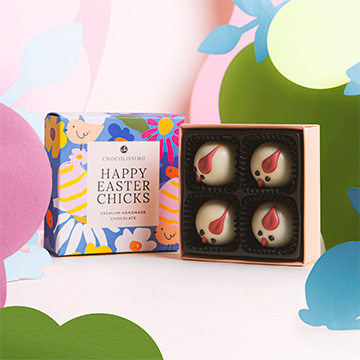 Box mit 4 Osterküken-Pralinen