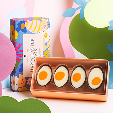 4 Schokoladen-Ostereierhälften aus belgischer Schokolade zu Ostern