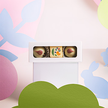 Osterpralinen Küken und Praline mit essbarem Aufdruck für Unternehmen