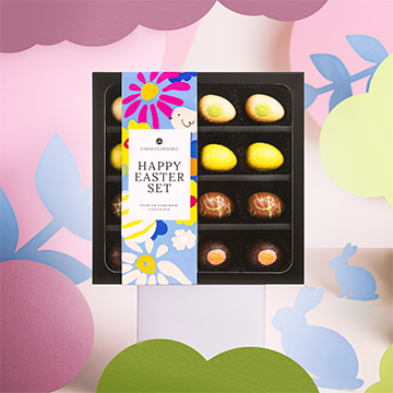 Pralinen in Form von Ostereiern in einem Osterset