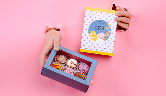 Osterverpackung für Pralinen in Form amerikanischer Cupcakes