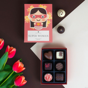 Schokoladenpralinen für eine Superfrau