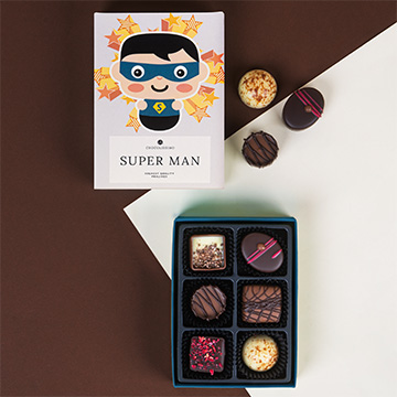 Schokoladenpralinen f&uuml;r den Super-Mann