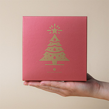 Weihnachtspralinen-Set in der Hand präsentiert