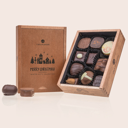 Merry Elegance - ohne Alkohol - 10 alkoholfreie Pralinen im Holzkästchen
