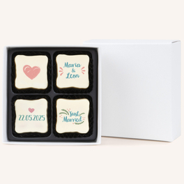 Wedding Oxide Quartet - Ohne Alkohol - 3 individualisierbare Nougat-Pralinen