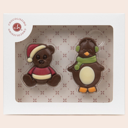 Schokoladenfiguren Bär und Pinguin