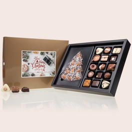 Xmas ChocoPostcard Maxi Dark - 15 Pralinen und Schokoladentafel in einer Foto-Schachtel