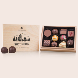 Xmas Premiere Mini - 12 Pralinen im weihnachtlichen Holzkästchen