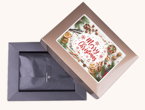 Einzigartige Merkmale des Weihnachtspralinen-Sets mit Ihrem eigenen Foto verpackt
