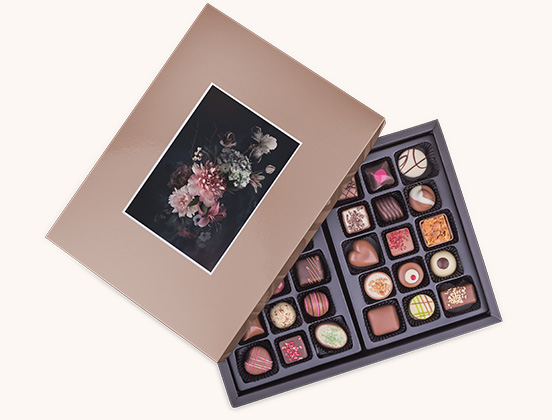 Einzigartige Merkmale des Weihnachtspralinen-Sets mit Ihrem eigenen Foto verpackt